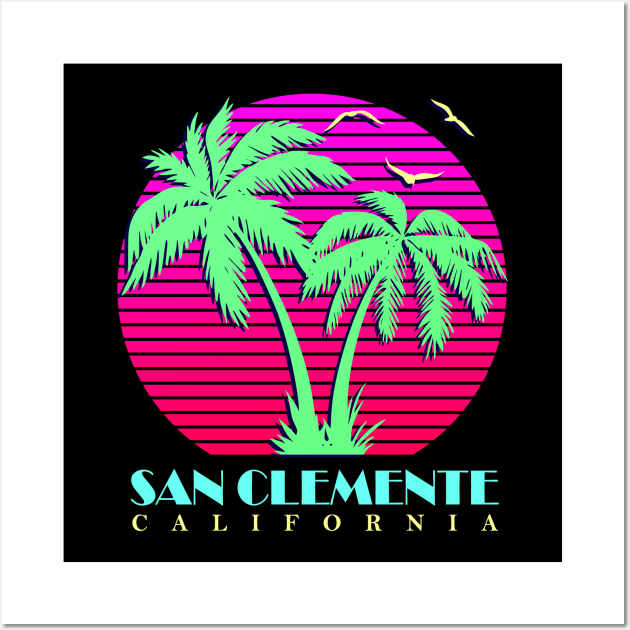 San Clemente California Palm Trees Sunset Wall Art by Nerd_art